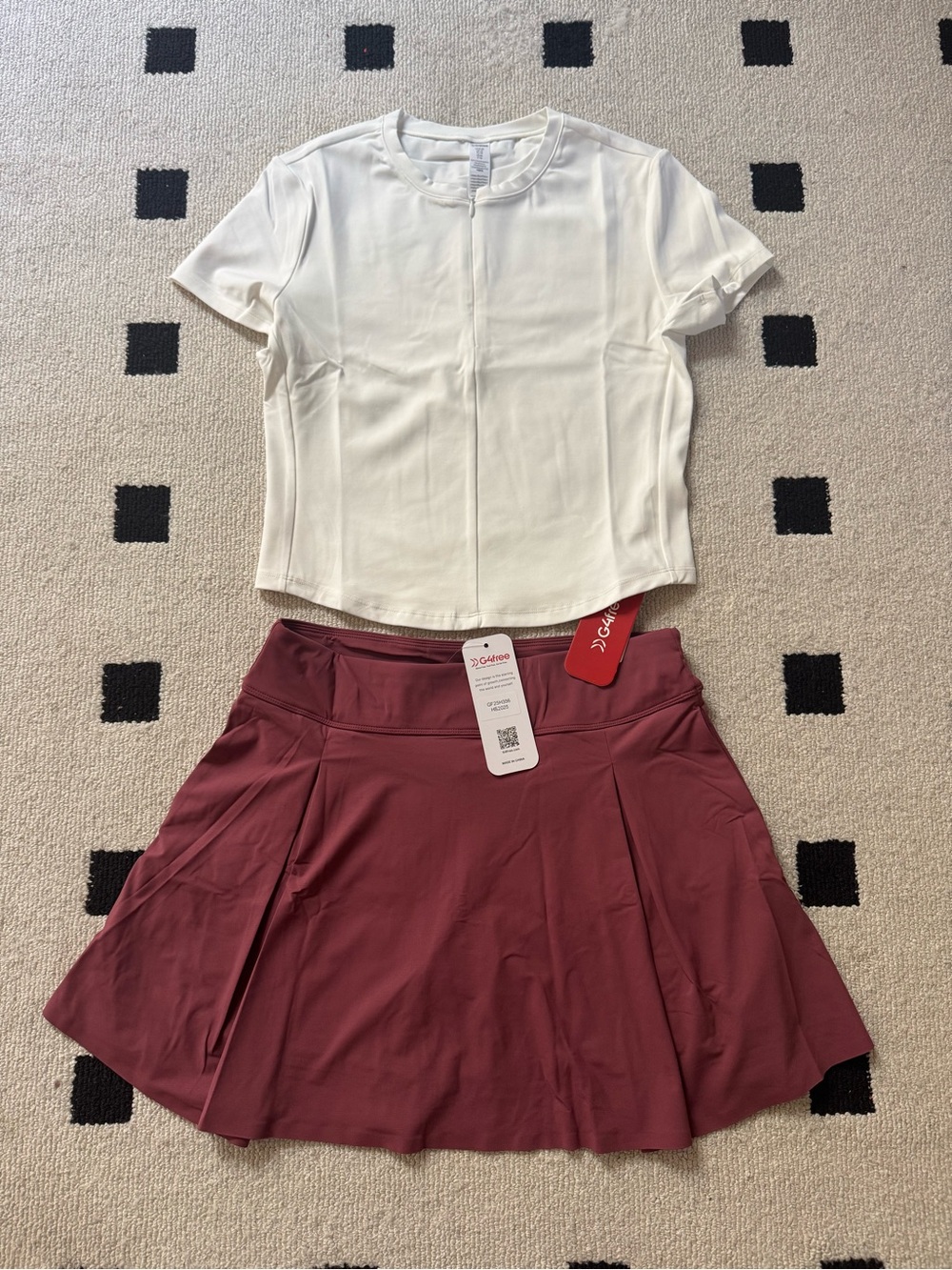 #71 G4Free Workout Tops Short Sleeve Half Zip with High Waisted Tennis Skirts
